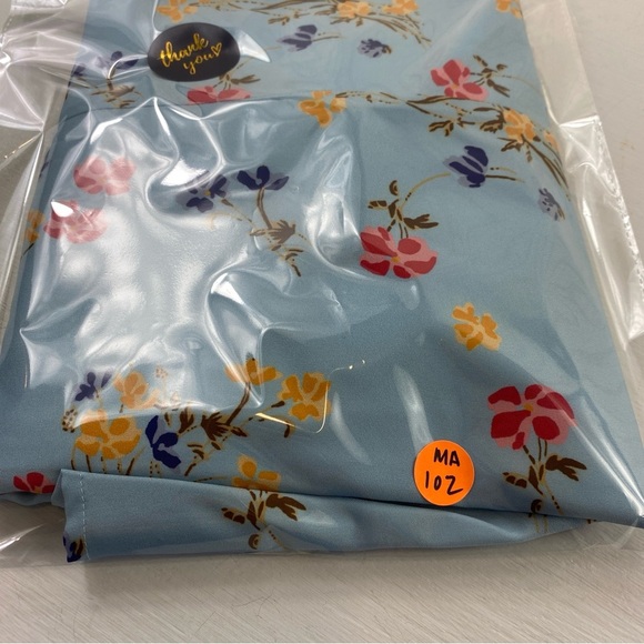 Cider‎ Spaghetti Strap Blue Floral Pattern High Slit Midi Dress Sz XL - Picture 13 of 13